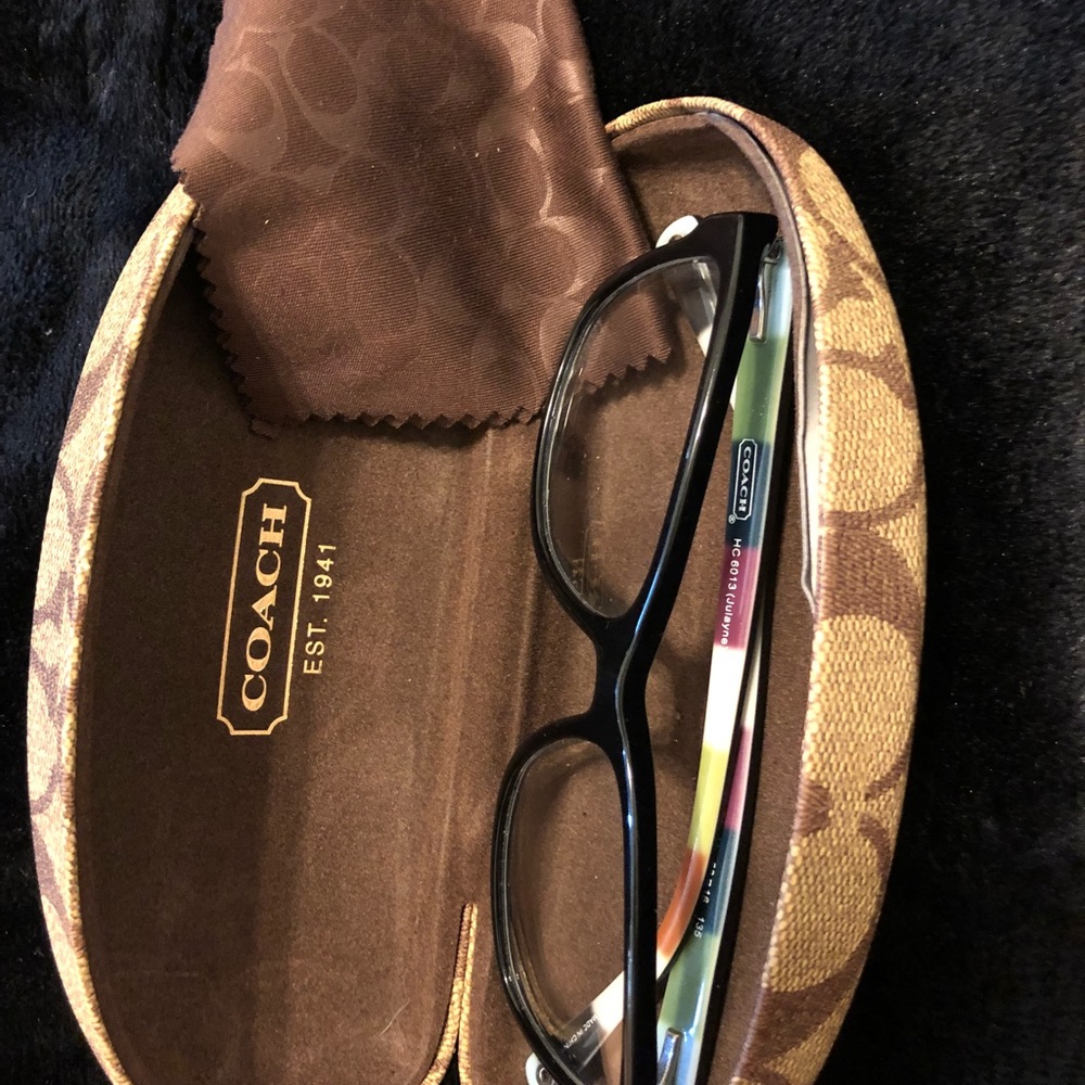 Coach glasses + case & cleaner